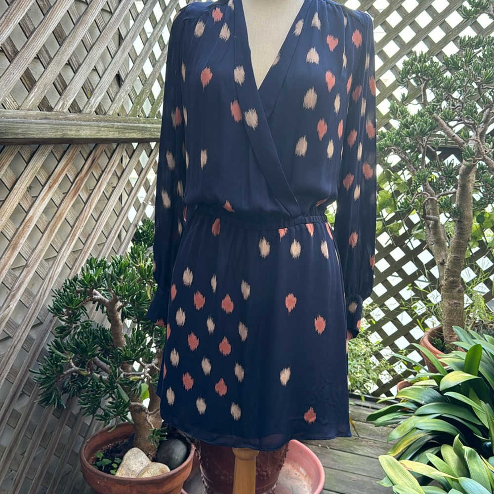 Parker Silk Dress Size Small,  Wrap style front w/ short skirt.  GUC